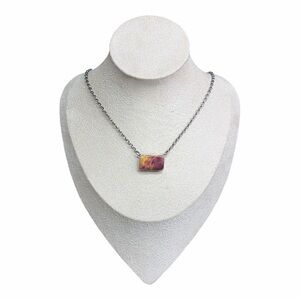 Native American Signed Purple Spiny Bar Necklace - 925 Sterling silver